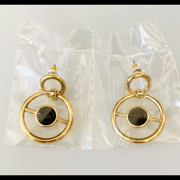 Avon Earrings Cali Deco Gold Tone and Black Dangle Drop Pierced Earrings… - Picture 5 of 10